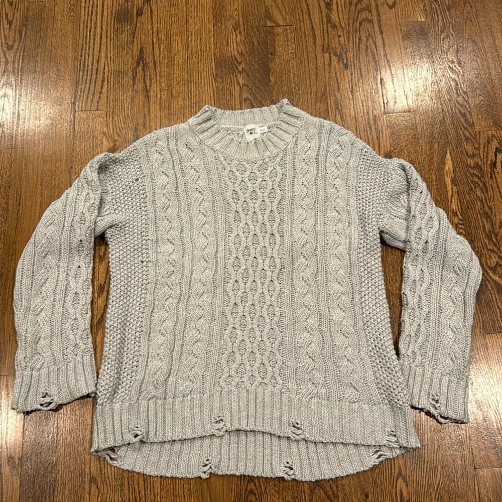 Princess Polly light gray mock neck cotton  cable knit sweater size M/L